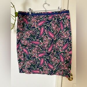 Boden Paisley Pencil Skirt - Pink and Green